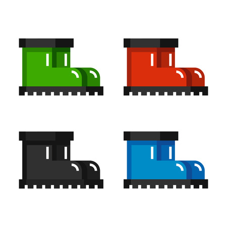 Colorful rubber boots icons, vector illustration isolated on white backgroundのイラスト素材