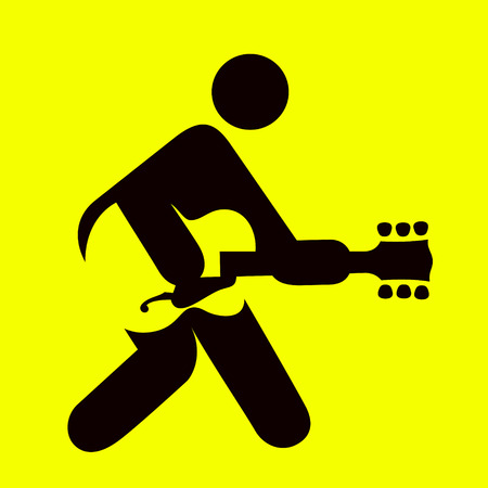 Man playing guitar sign, guitarist icon ,rock and roll music symbolのイラスト素材