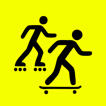 Rollers and skateboarders activity area sign, simple icon vector illustrationのイラスト素材