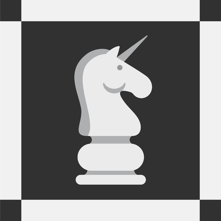 Unicorn instead horse of chess, conception of advantage, fortune, success, vector illustrationのイラスト素材