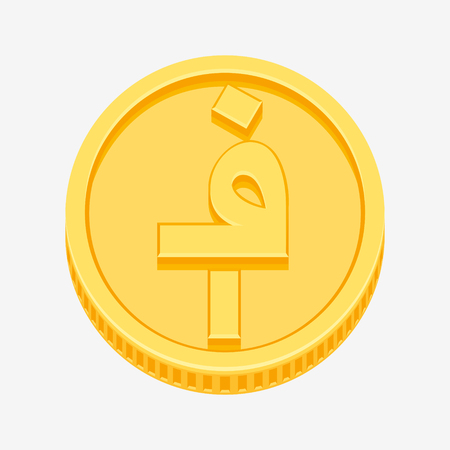 Afghan afghani symbol on gold coin, vector illustration on white backgroundのイラスト素材