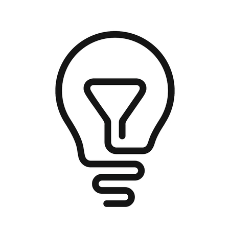Idea symbol, Light bulb icon, one line vector illustration isolated on white backgroundのイラスト素材