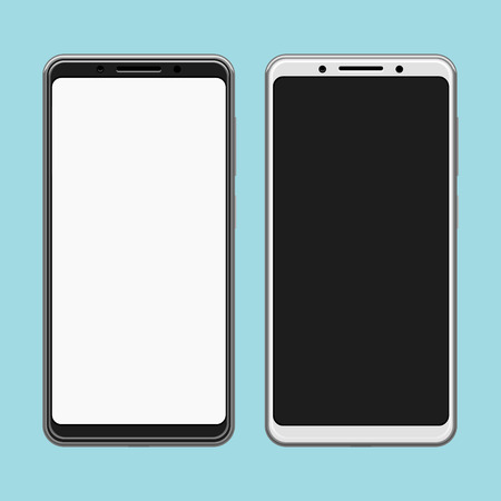 Black and white frameless smartphones template, front top view vector illustrationのイラスト素材