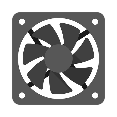 Computer cooler, PC hardware fan, vector flat style illustration isolated on white backgroundのイラスト素材