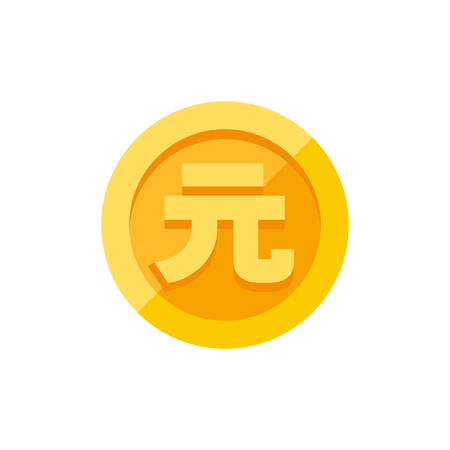 Chinese Yuan local symbol on gold coin, flat style vector illustration isolated on white backgroundのイラスト素材