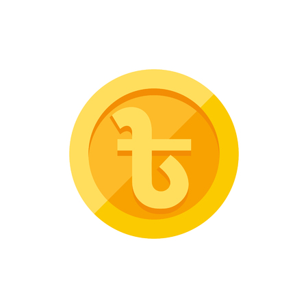 Bangladeshi Taka currency symbol on gold coin, money sign flat style vector illustration isolated on white backgroundのイラスト素材
