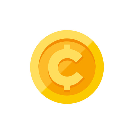 Cent, centavo currency symbol on gold coin, money sign flat style vector illustration isolated on white backgroundのイラスト素材