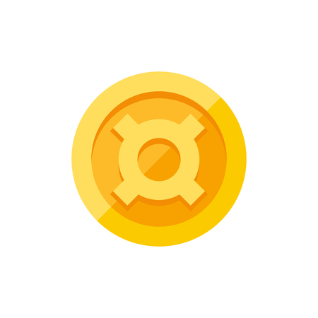 Generic currency symbol on gold coin, money sign flat style vector illustration isolated on white backgroundのイラスト素材