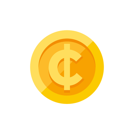 Cent, centavo currency symbol on gold coin, money sign flat style vector illustration isolated on white backgroundのイラスト素材