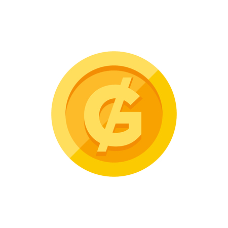 Paraguayan guarani currency symbol on gold coin, money sign flat style vector illustration isolated on white backgroundのイラスト素材