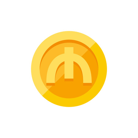 Azerbaijani manat currency symbol on gold coin, money sign flat style vector illustration isolated on white backgroundのイラスト素材