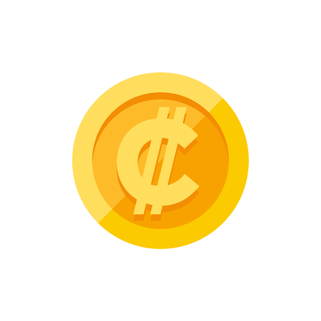 Costa Rican and Salvadoran colon currency symbol on gold coin, money sign flat style vector illustration isolated on white backgroundのイラスト素材
