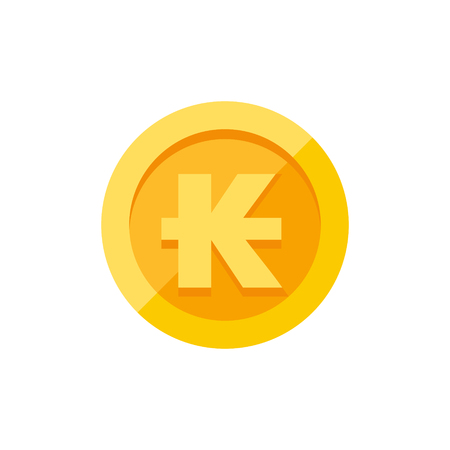 Lao kip currency symbol on gold coin, money sign flat style vector illustration isolated on white backgroundのイラスト素材