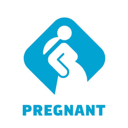 Pregnant women sign, pregnancy symbol, blue color simple icon, vector illustration isolated on white bacgroundのイラスト素材