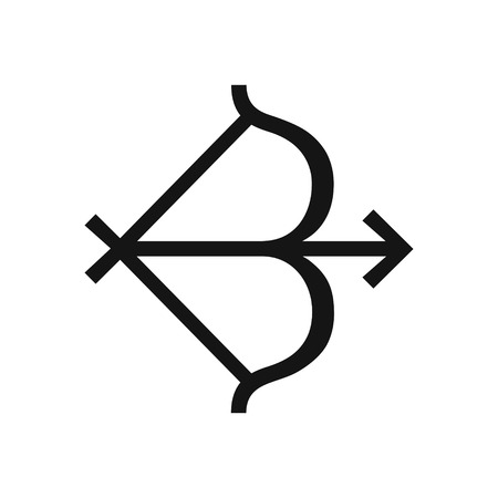 Bow and arrow symbols, black icon, zodiac sign Sagittarius, vector illustration isolated on white backgroundのイラスト素材