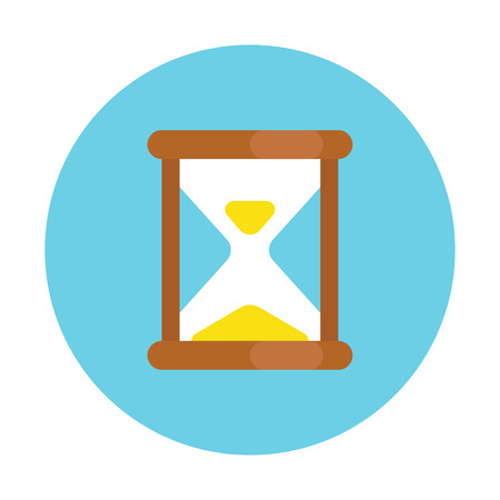 Old hourglass icon, simple flat style sandglass symbol in circle vector illustration isolated on white backgroundのイラスト素材