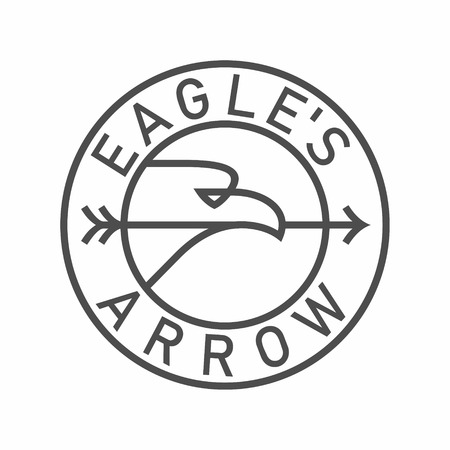 Eagle with an arrow in beak emblem in circle vector illustration isolated on white backgroundのイラスト素材