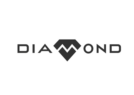 Diamond logo design, monochrome black color vector illustration isolated on white backgroundのイラスト素材