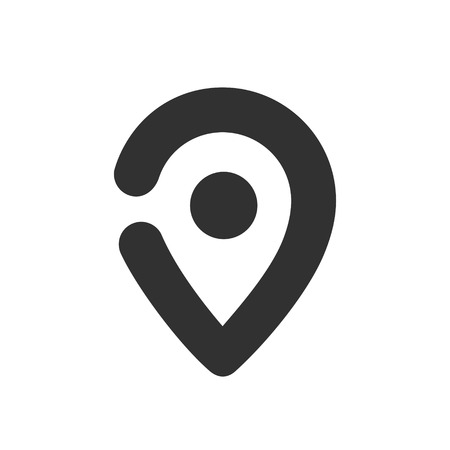 Map pin icon, black geo location sign, vector illustration isolated on white backgroundのイラスト素材