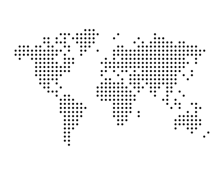 World map drawn with dots, can be used in infographics, simple monochrome black color vector illustration isolated on white backgroundのイラスト素材