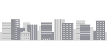 Modern city panorama in simple flat style grey shades vector illustration on white backgroundのイラスト素材