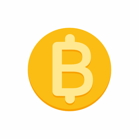 Thai baht currency symbol on gold coin, money sign vector illustration isolated on white backgroundのイラスト素材