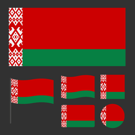 A simplified for a small size flag of Belarus, a set of flags of various sizes, proportions and shapes, can be used as icons for web and applicationsのイラスト素材