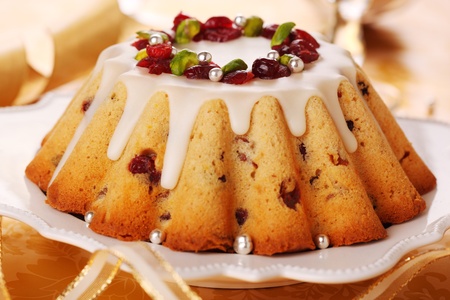 Christmas cake with with candied fruitsの写真素材