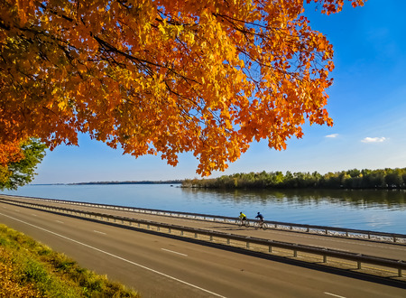 Bike Ride  Fall Along the Mississippiの写真素材