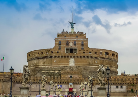 Castle Sant' Angelo  Bridge of Angels  Rome Italyのeditorial素材