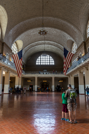 New York City Ellis Island Registry Hallのeditorial素材
