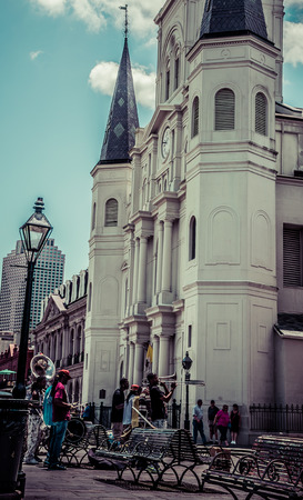 New Orleans French Quarter Street Performers in Front of Saint Louis Cathedralのeditorial素材