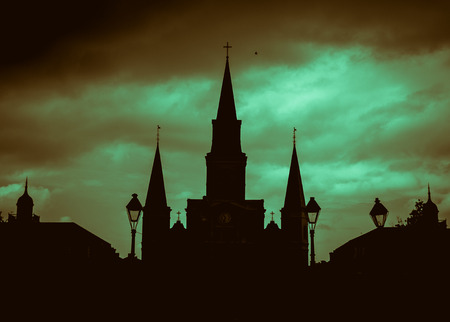 Silhouette of New Orleans Saint Louis Cathedralの写真素材