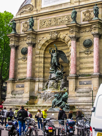 Paris, France - Saint Michel Fountainのeditorial素材