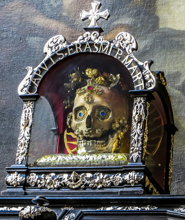 Munich, Germany - St. Peters - Interior - Christian Relic - Skull and Bonesのeditorial素材