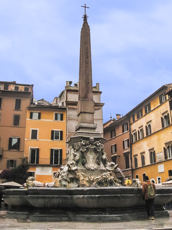 Rome, Italy - Piazza Rotonda Obelisk and Fountainのeditorial素材