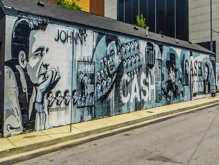 Nashville, TN USA - Johnny Cash Street Muralのeditorial素材