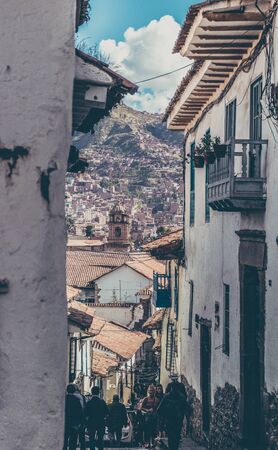 Streets of San Blas neighborhood in Cusco, Peru.の写真素材