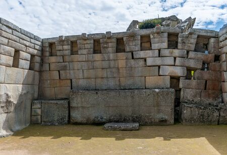 Mortar District at the Inca site of Machu Picchu in Peru.の写真素材