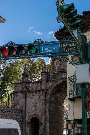 Arch of Santa Clara in Cusco, Peru.の写真素材