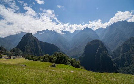 Inca site of Machu Picchu and the surrounding Andes mountains in Peru.の写真素材