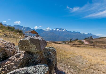 The inescapable snow peaked Andes in the Sacred Valley of Peru.の写真素材