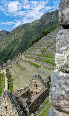 Lower Agricultural Section at the Inca site of Machu Picchu in Peru.の写真素材