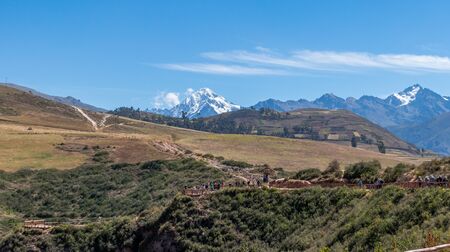 The inescapable snow peaked Andes in the Sacred Valley of Peru.の写真素材