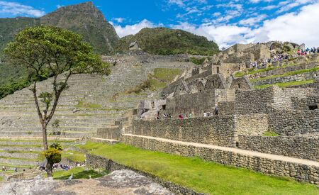 Lower Agricultural Section at the Inca site of Machu Picchu in Peru.の写真素材