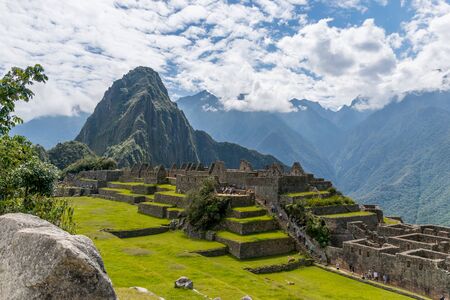 Mortar District at the Inca site of Machu Picchu in Peru.の写真素材