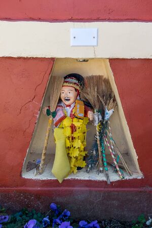 Niche containing afterlife figurine in Chinchero, Peru.の写真素材