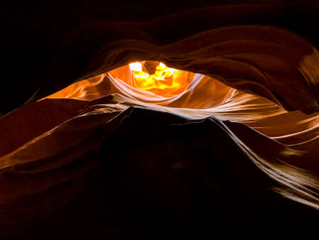 Upper Antelope Canyon Dragons Eye Formation in Slot Canyonの写真素材