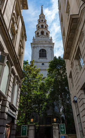 Christopher Wren's St. Bride's Church in The City of Londonの写真素材