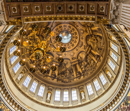 Christopher Wren's St. Paul's Cathedral Interior of the Dome in Londonの写真素材